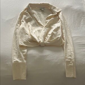 Rachel Zoe Cream Knot-Front Long-Sleeve Top (never worn)